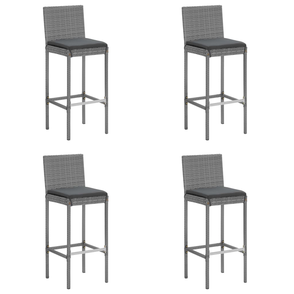 vidaXL 5-delige Tuinbarset met kussens poly rattan zwart