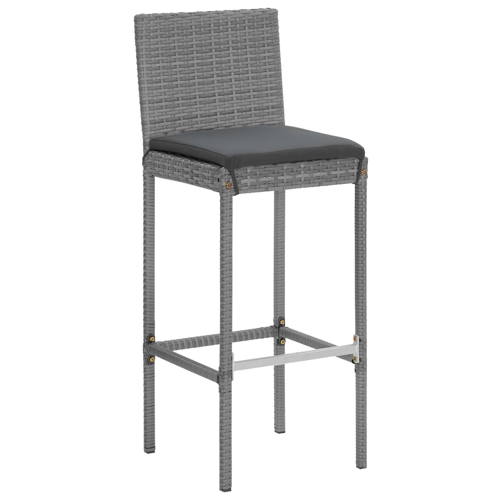 vidaXL 5-delige Tuinbarset met kussens poly rattan zwart