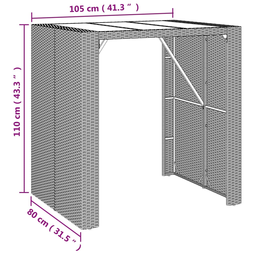 vidaXL 5-delige Tuinbarset met kussens poly rattan zwart