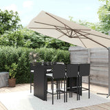 vidaXL 5-delige Tuinbarset met kussens poly rattan zwart