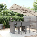 vidaXL 5-delige Tuinbarset met kussens poly rattan zwart