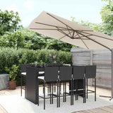 vidaXL 5-delige Tuinbarset met kussens poly rattan zwart