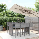 vidaXL 5-delige Tuinbarset met kussens poly rattan zwart