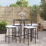 vidaXL 3-delige Tuinbarset met kussens poly rattan zwart