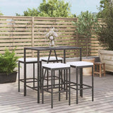 vidaXL 3-delige Tuinbarset met kussens poly rattan zwart