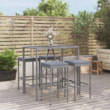 vidaXL 3-delige Tuinbarset met kussens poly rattan zwart