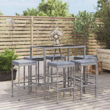 vidaXL 3-delige Tuinbarset met kussens poly rattan zwart