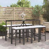 vidaXL 3-delige Tuinbarset met kussens poly rattan zwart