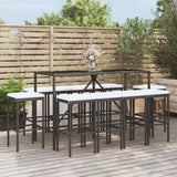 vidaXL 3-delige Tuinbarset met kussens poly rattan zwart