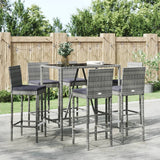vidaXL 3-delige Tuinbarset met kussens poly rattan zwart