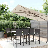 vidaXL 3-delige Tuinbarset met kussens poly rattan zwart