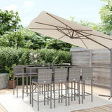 vidaXL 3-delige Tuinbarset met kussens poly rattan zwart