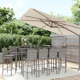 vidaXL 3-delige Tuinbarset met kussens poly rattan zwart