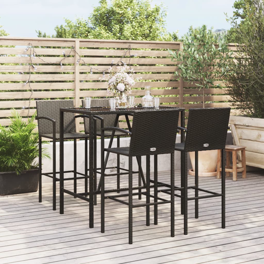 vidaXL 5-piece Garden Bar Set poly rattan black