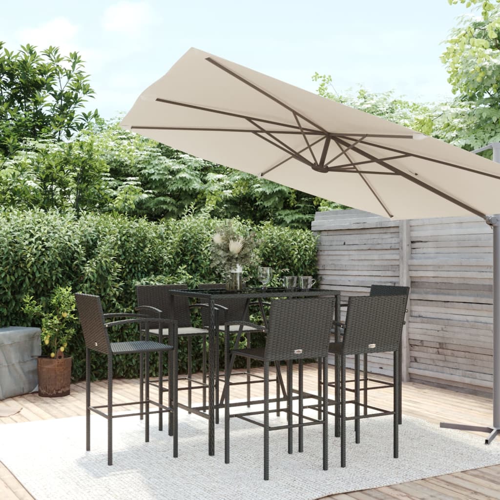 vidaXL 5-piece Garden Bar Set poly rattan black