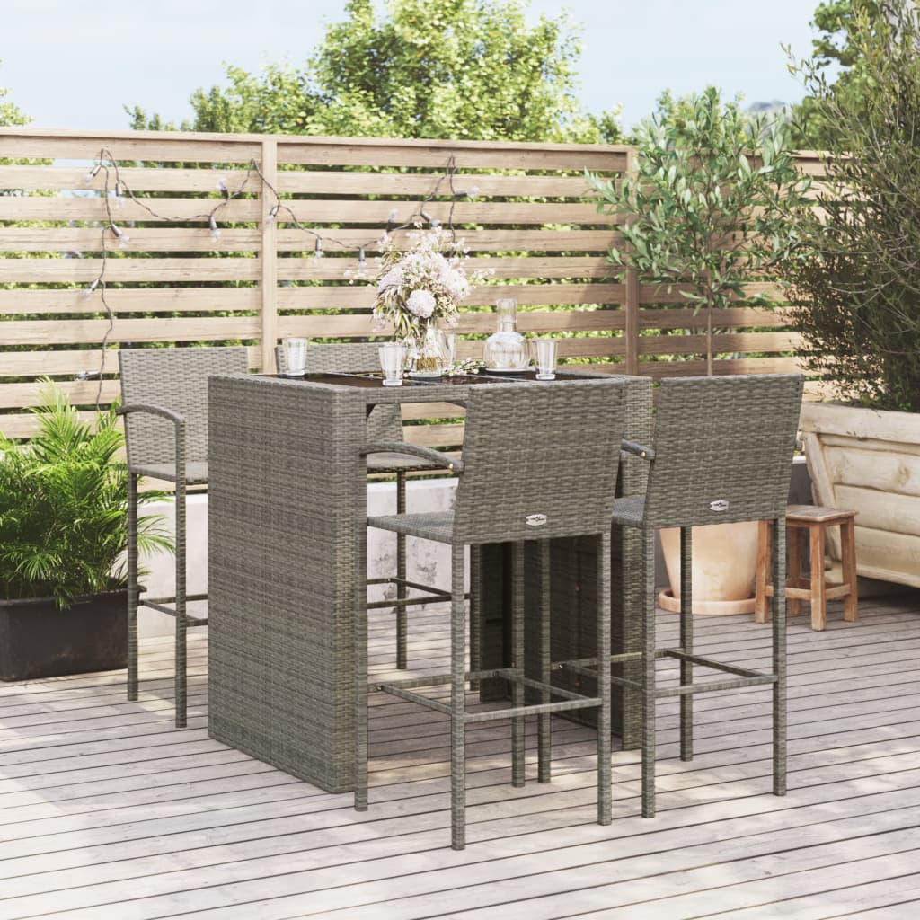 vidaXL 5-piece Garden Bar Set poly rattan grey