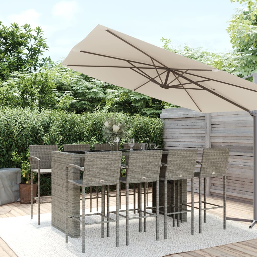vidaXL 5-piece Garden Bar Set poly rattan grey
