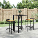 vidaXL 3-Piece Garden Bar Set Poly Rattan and Solid Acacia Wood Black