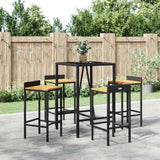 vidaXL 3-Piece Garden Bar Set Poly Rattan and Solid Acacia Wood Black