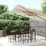 vidaXL 3-Piece Garden Bar Set Poly Rattan and Solid Acacia Wood Black