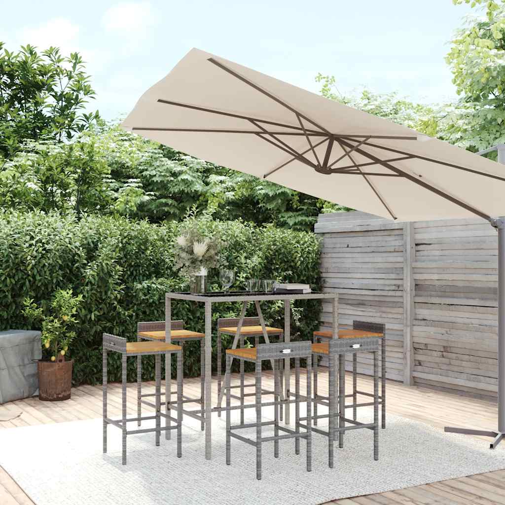 vidaXL 3-Piece Garden Bar Set Poly Rattan and Solid Acacia Wood Black