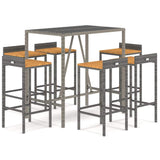 vidaXL 3-Piece Garden Bar Set Poly Rattan and Solid Acacia Wood Black