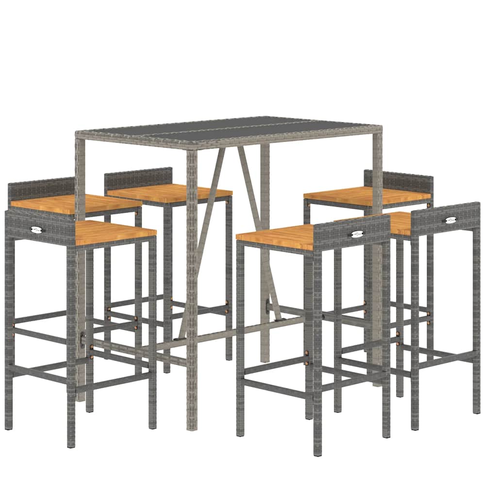 vidaXL 3-Piece Garden Bar Set Poly Rattan and Solid Acacia Wood Black