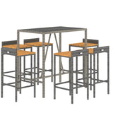 vidaXL 3-Piece Garden Bar Set Poly Rattan and Solid Acacia Wood Black