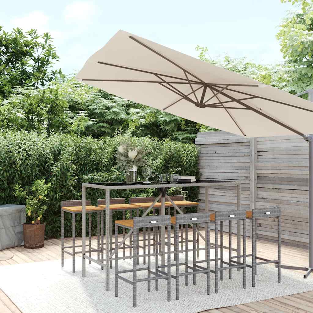vidaXL 3-Piece Garden Bar Set Poly Rattan and Solid Acacia Wood Black