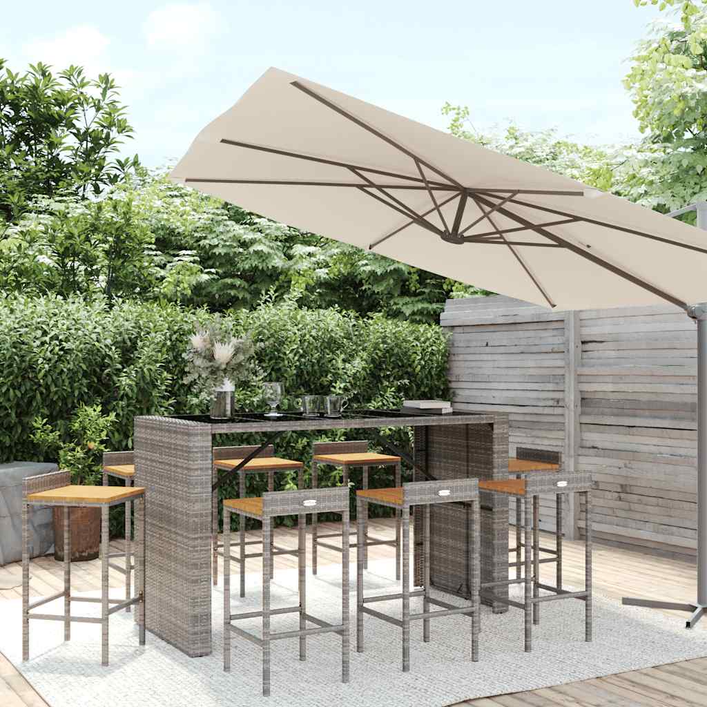 vidaXL 5-piece Garden Bar Set poly rattan and solid acacia wood black