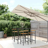 vidaXL 3-Piece Garden Bar Set Poly Rattan and Solid Acacia Wood Black