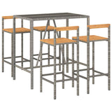 vidaXL 3-Piece Garden Bar Set Poly Rattan and Solid Acacia Wood Black