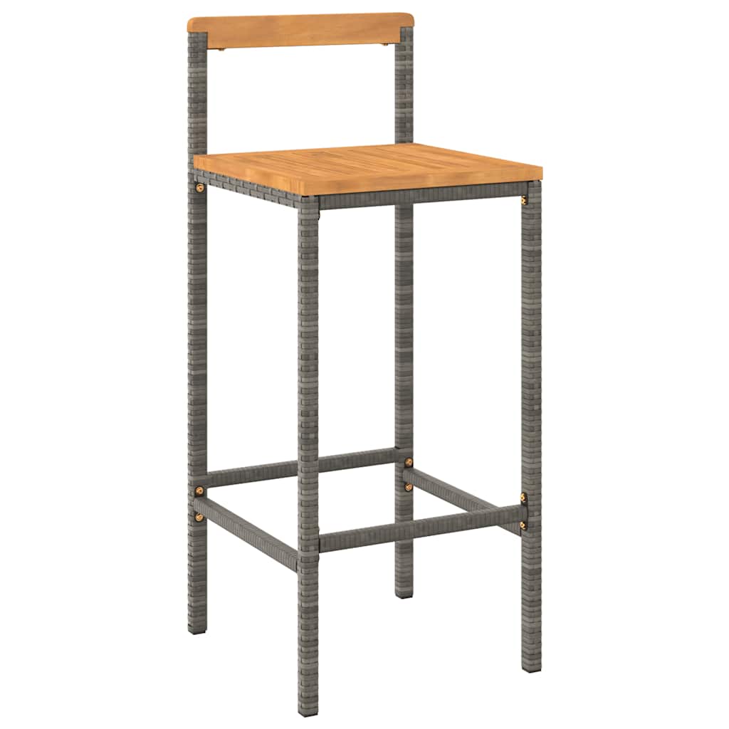 vidaXL 3-Piece Garden Bar Set Poly Rattan and Solid Acacia Wood Black