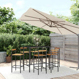 vidaXL 3-Piece Garden Bar Set Poly Rattan and Solid Acacia Wood Black
