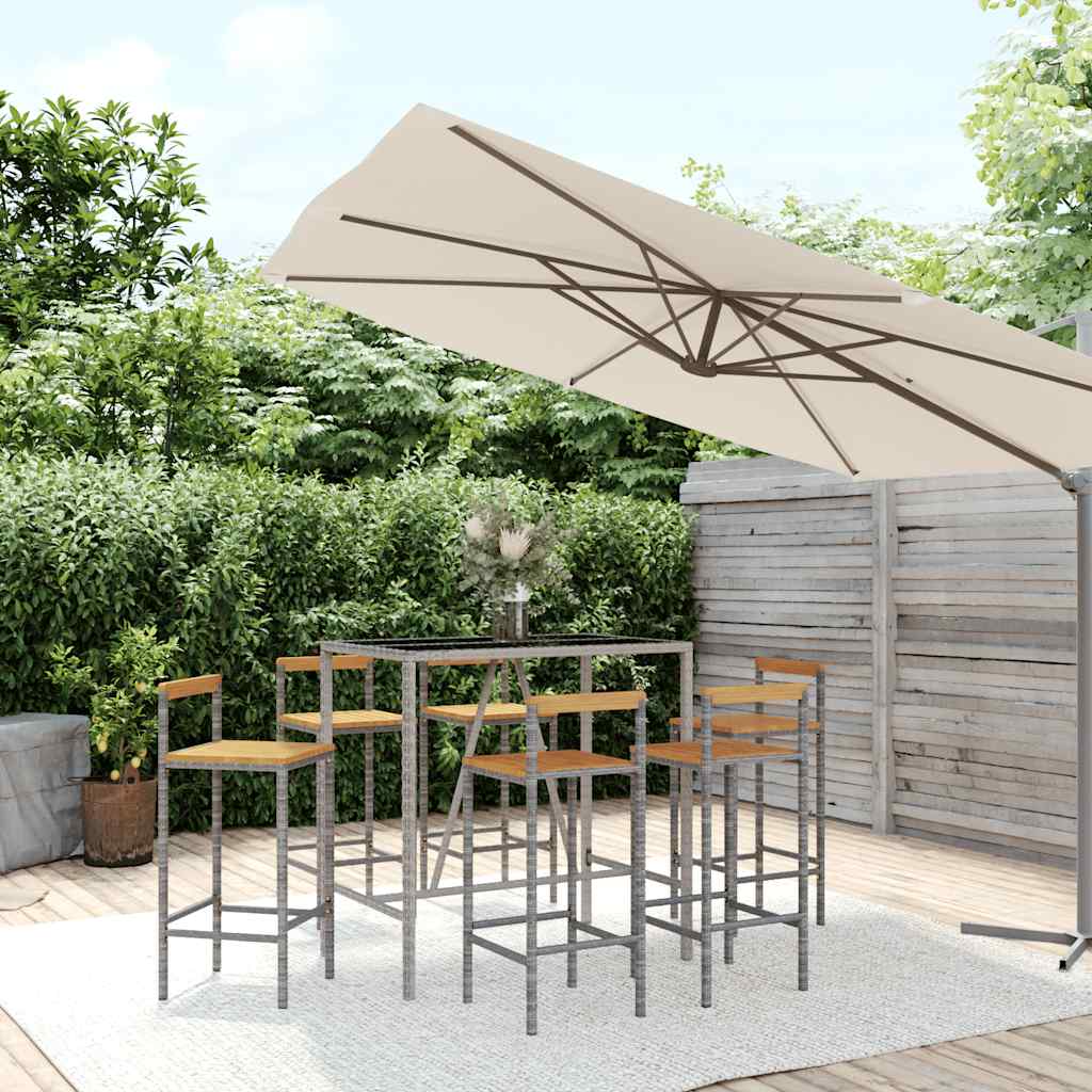 vidaXL 3-Piece Garden Bar Set Poly Rattan and Solid Acacia Wood Black