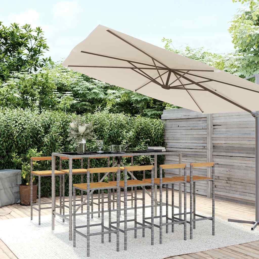 vidaXL 3-Piece Garden Bar Set Poly Rattan and Solid Acacia Wood Black