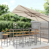 vidaXL 3-Piece Garden Bar Set Poly Rattan and Solid Acacia Wood Black