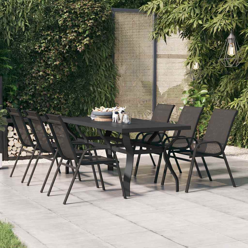 vidaXL Tuintafel 140x70x70 cm staal en glas zwart