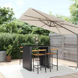vidaXL 5-piece Garden Bar Set poly rattan and solid acacia wood black