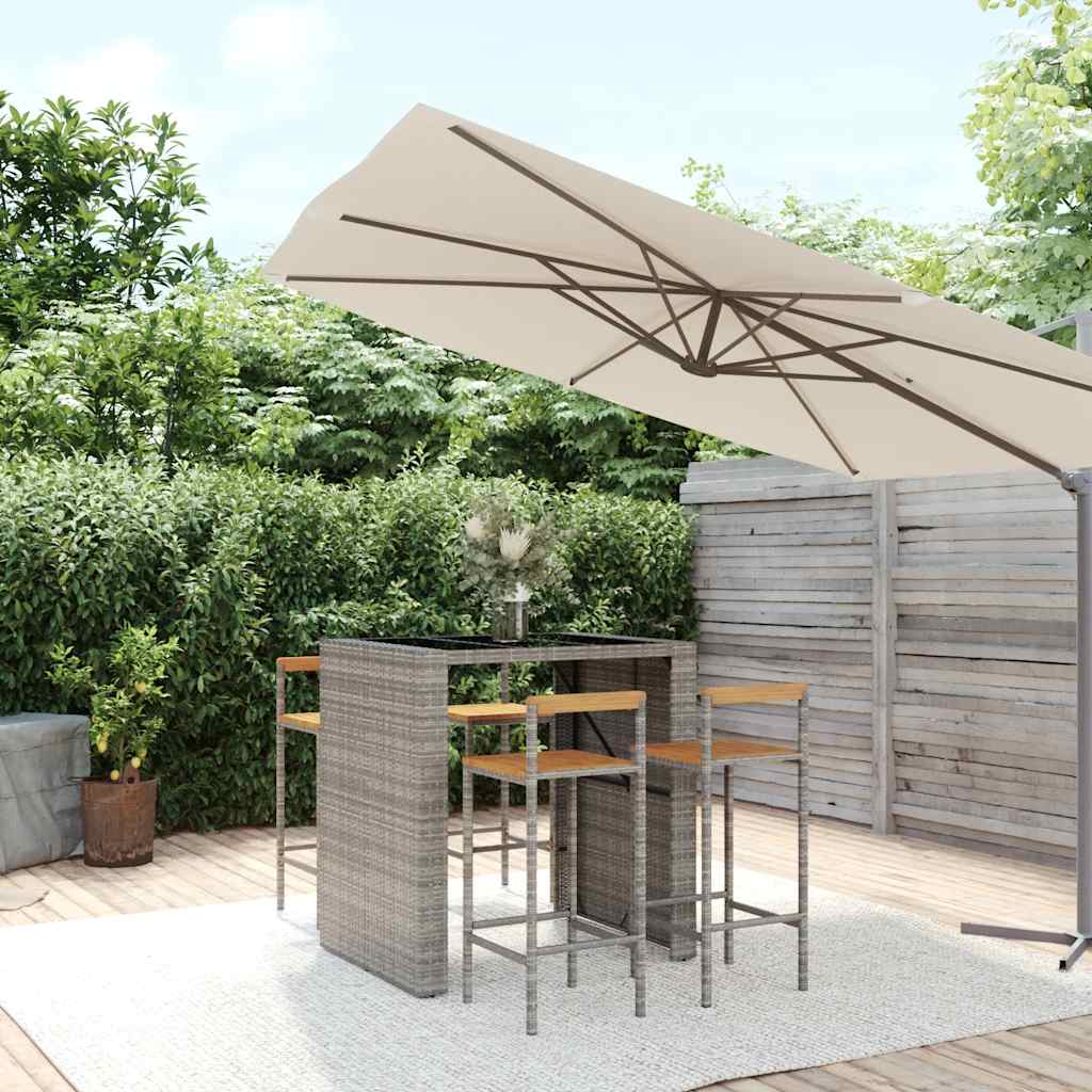 vidaXL 5-piece Garden Bar Set poly rattan and solid acacia wood black