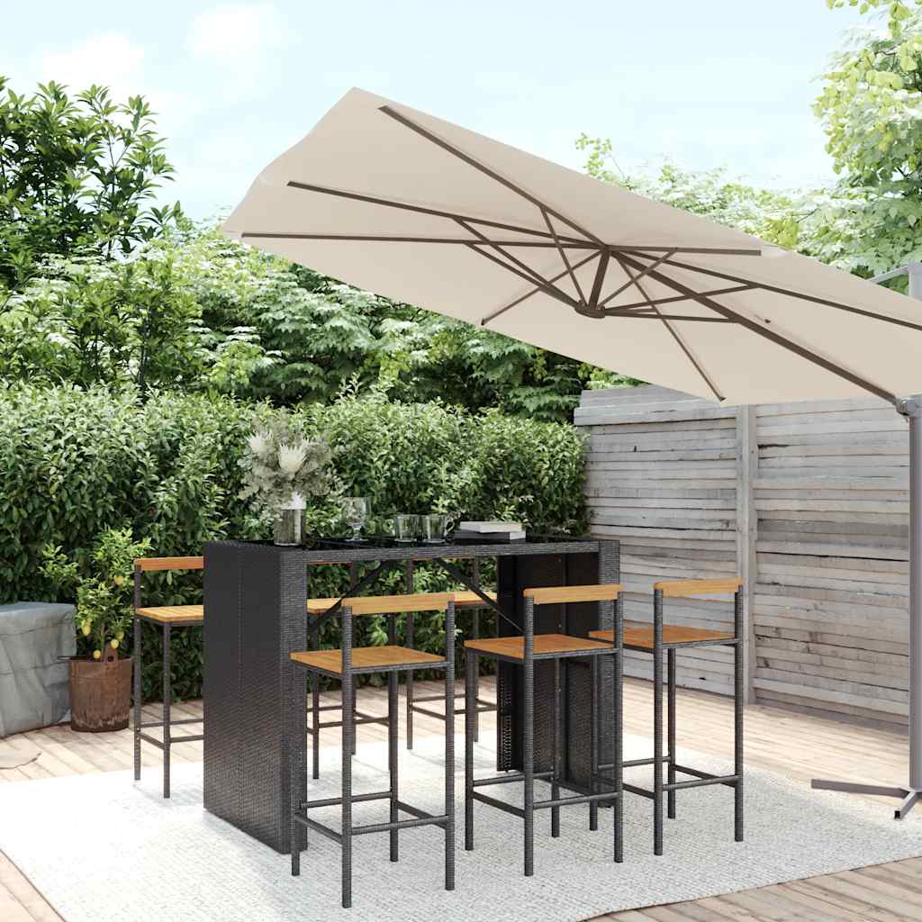 vidaXL 5-piece Garden Bar Set poly rattan and solid acacia wood black