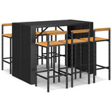 vidaXL 5-piece Garden Bar Set poly rattan and solid acacia wood black