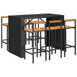 vidaXL 5-piece Garden Bar Set poly rattan and solid acacia wood black