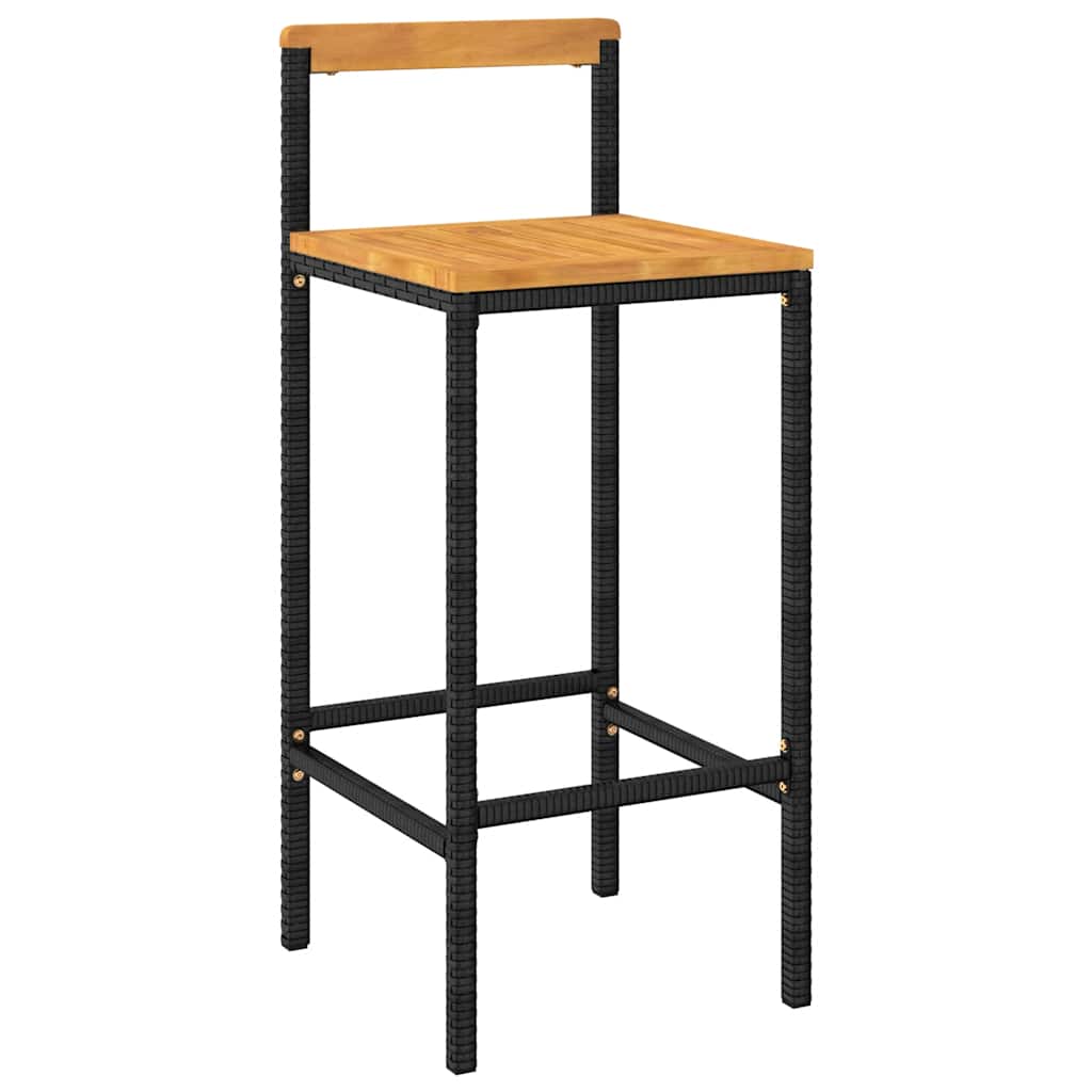 vidaXL 5-piece Garden Bar Set poly rattan and solid acacia wood black