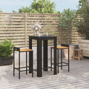 vidaXL 3-delige Tuinbarset poly rattan en massief acaciahout zwart