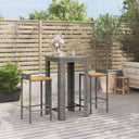 vidaXL 3-delige Tuinbarset poly rattan en massief acaciahout zwart