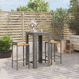 vidaXL 3-delige Tuinbarset poly rattan en massief acaciahout zwart