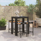 vidaXL 3-delige Tuinbarset poly rattan en massief acaciahout zwart