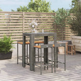 vidaXL 3-delige Tuinbarset poly rattan en massief acaciahout zwart