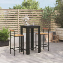 vidaXL 3-Piece Garden Bar Set Poly Rattan and Solid Acacia Wood Black
